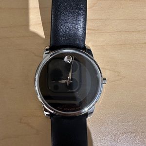 Museum Classic Movado Black Leather Watch
